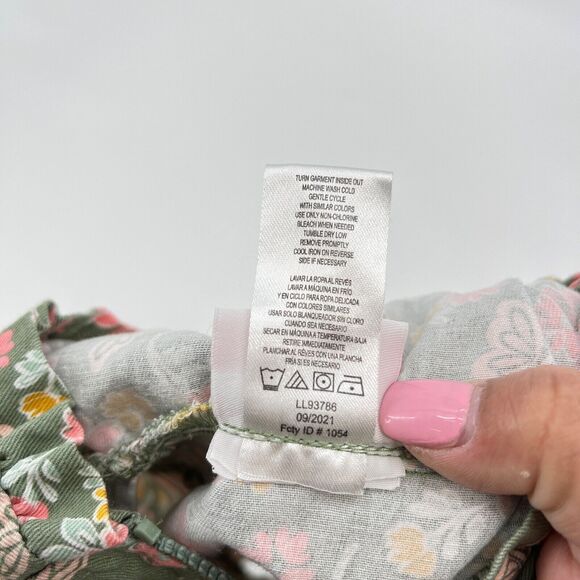 Little Lass Girls Size 6 Utility Jacket Green Pink Floral Cottagecore Ruffle - Picture 4 of 5